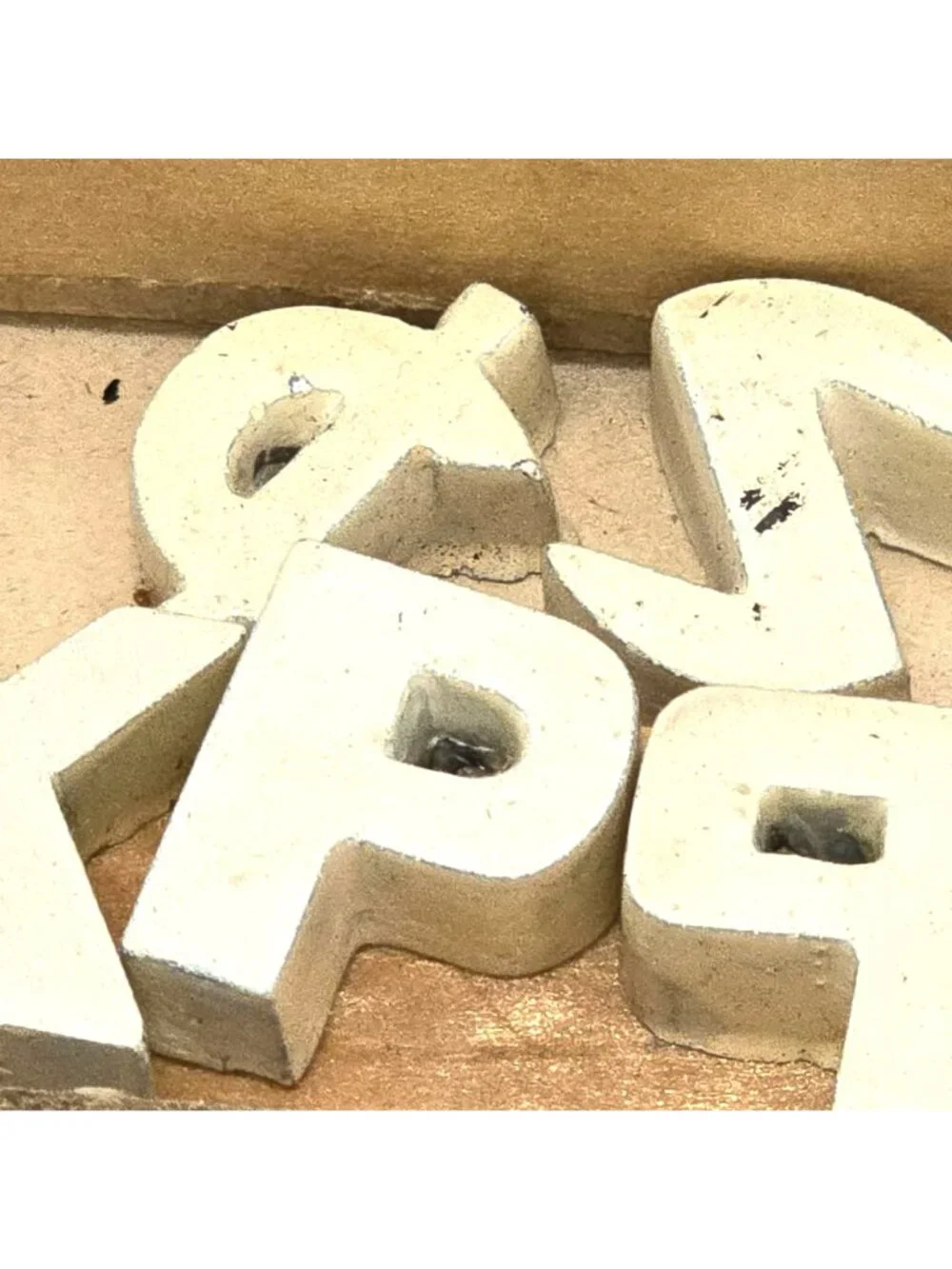 Vintage Wooden Letters Print Block Set Uppercase & Numbers In Box CM2344